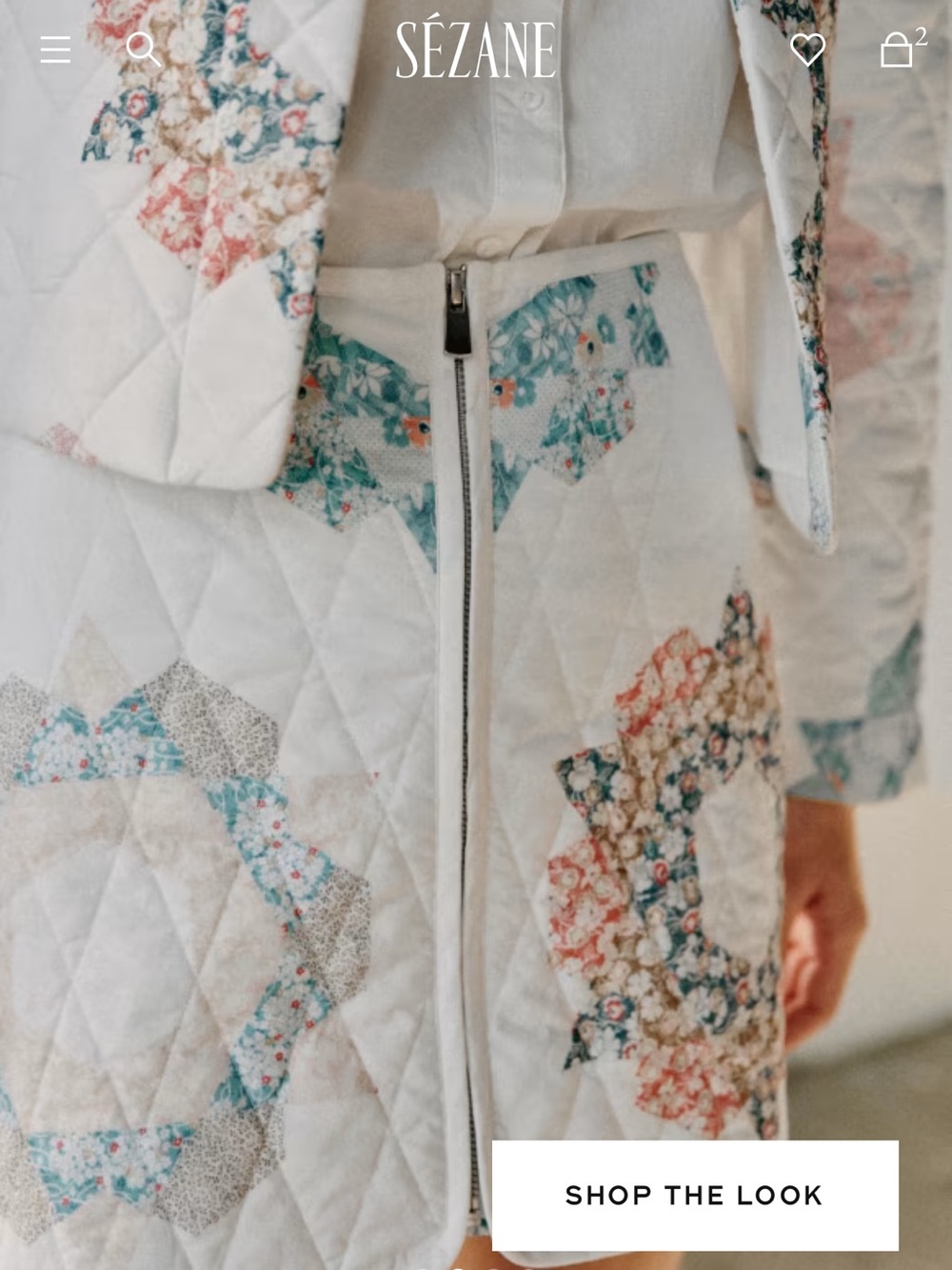 🌊RARE Sezane X Sea Collab Women's Quilted Floral Patch White skirt